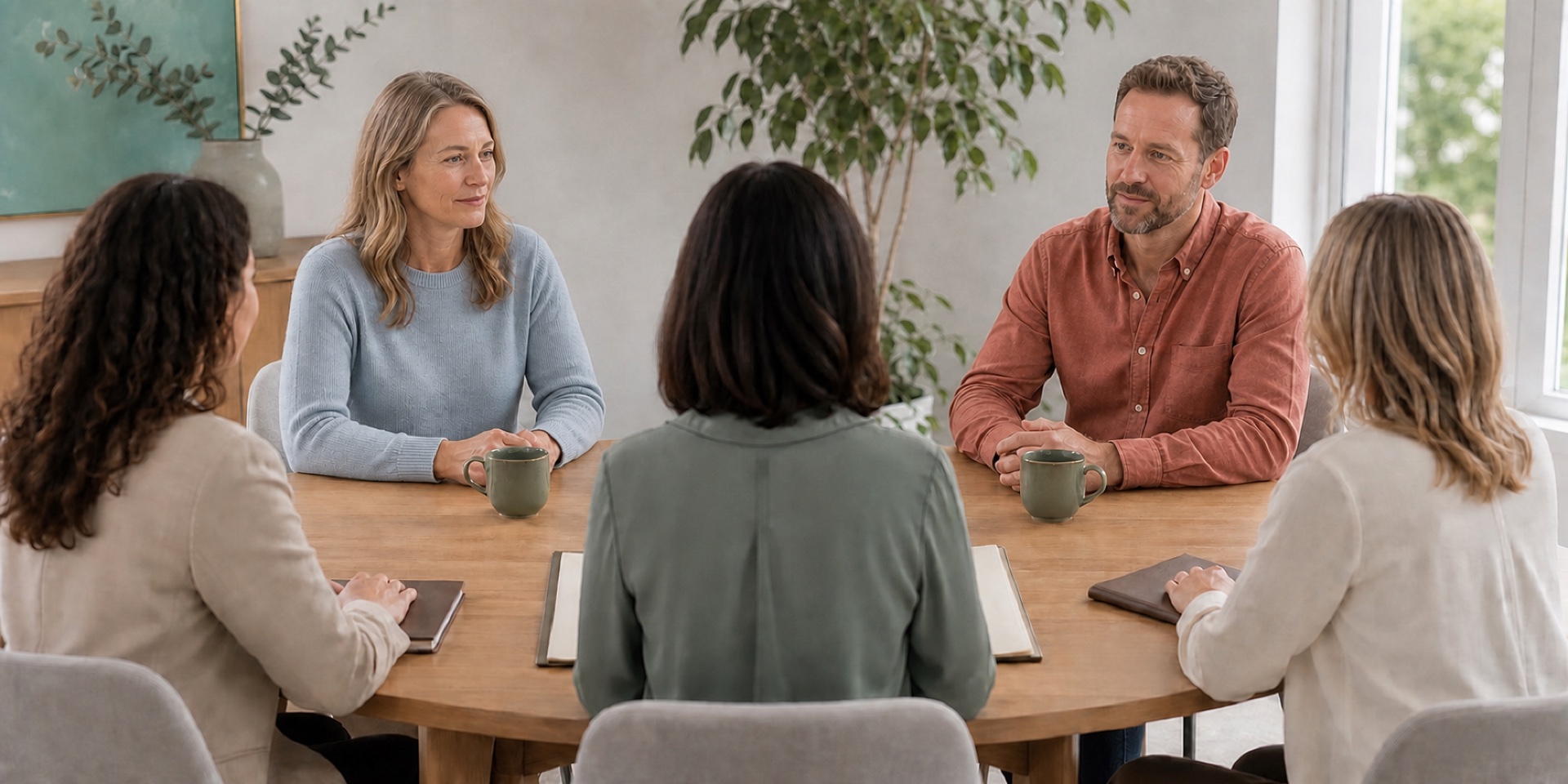 A couple meeting with their collaborative family law team